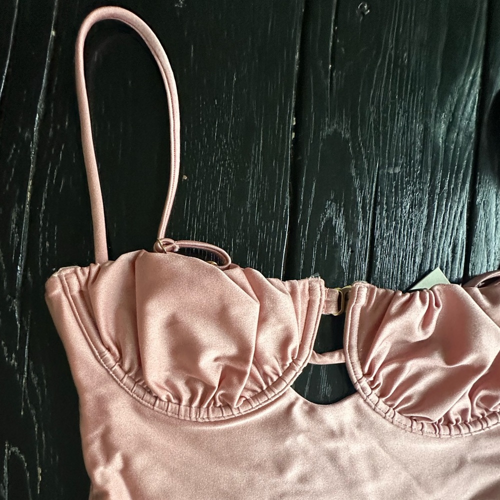 Montce Pink Satin Petal One Piece NWT - Picture 7 of 10